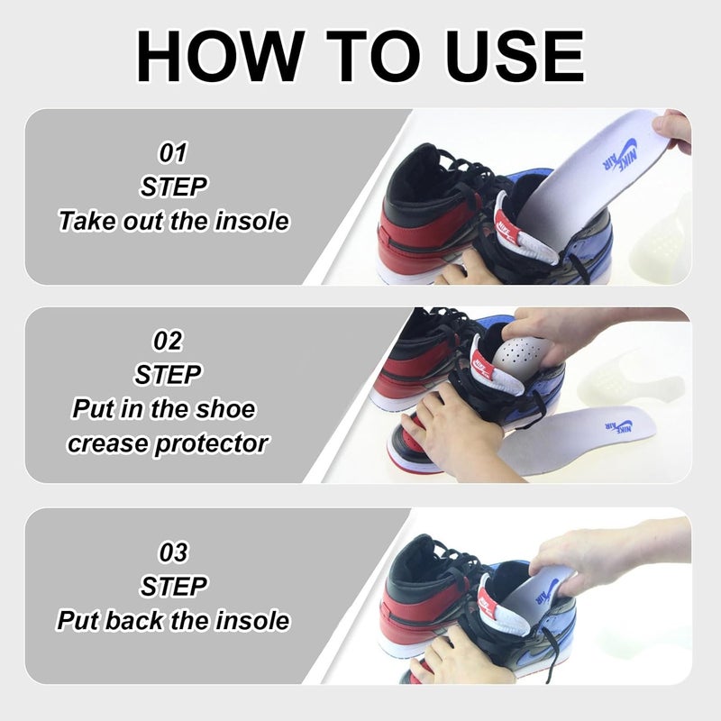 apvok Thinner Crease Protectors for Shoe Sneakers Shoe Crease Preventer for Af1s,Dunk,Anti,Jordan 1,Nike Dunk Lowsneaker,Toe Crease Guards No Crease Shoe Inserts (Medium -Size 5-8.5) - Image 5